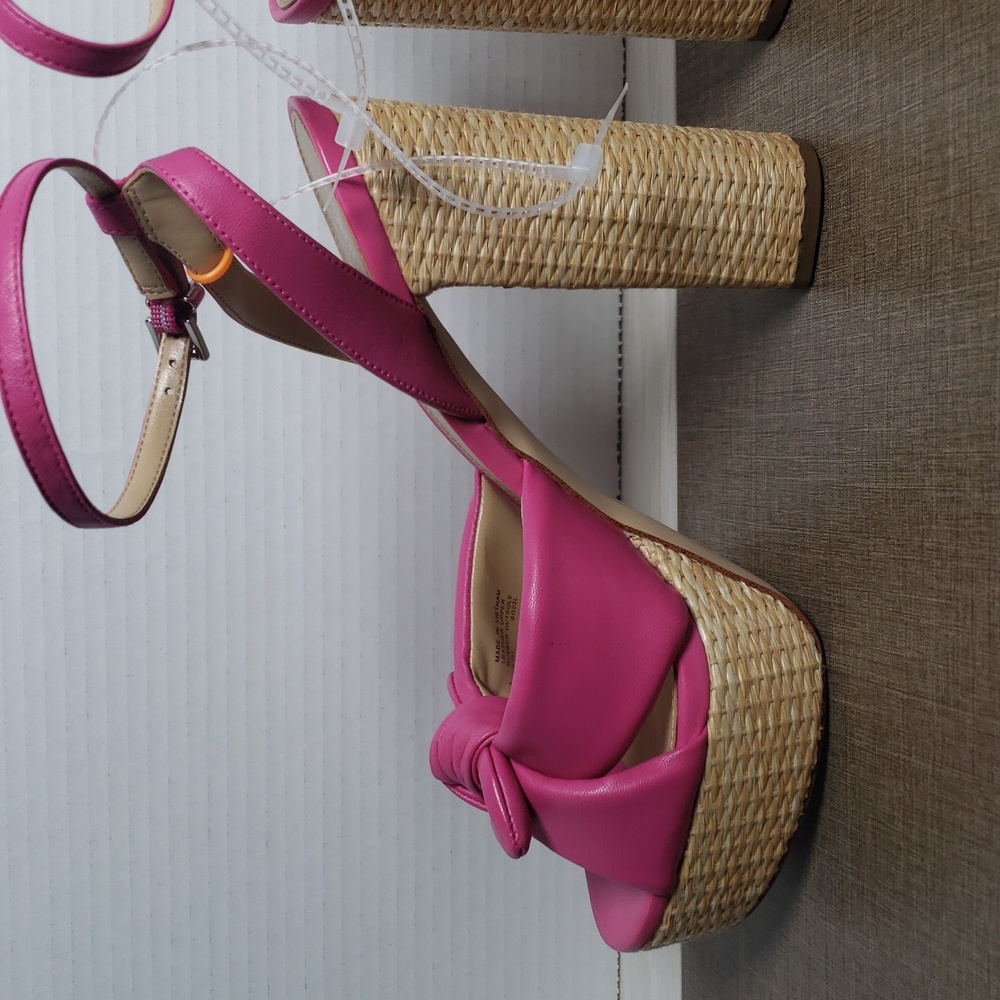 Michael Kors‎ Sadie Pink  Leather Bow Platform Sandals - SZ 8.5 - NWOT - Picture 8 of 11